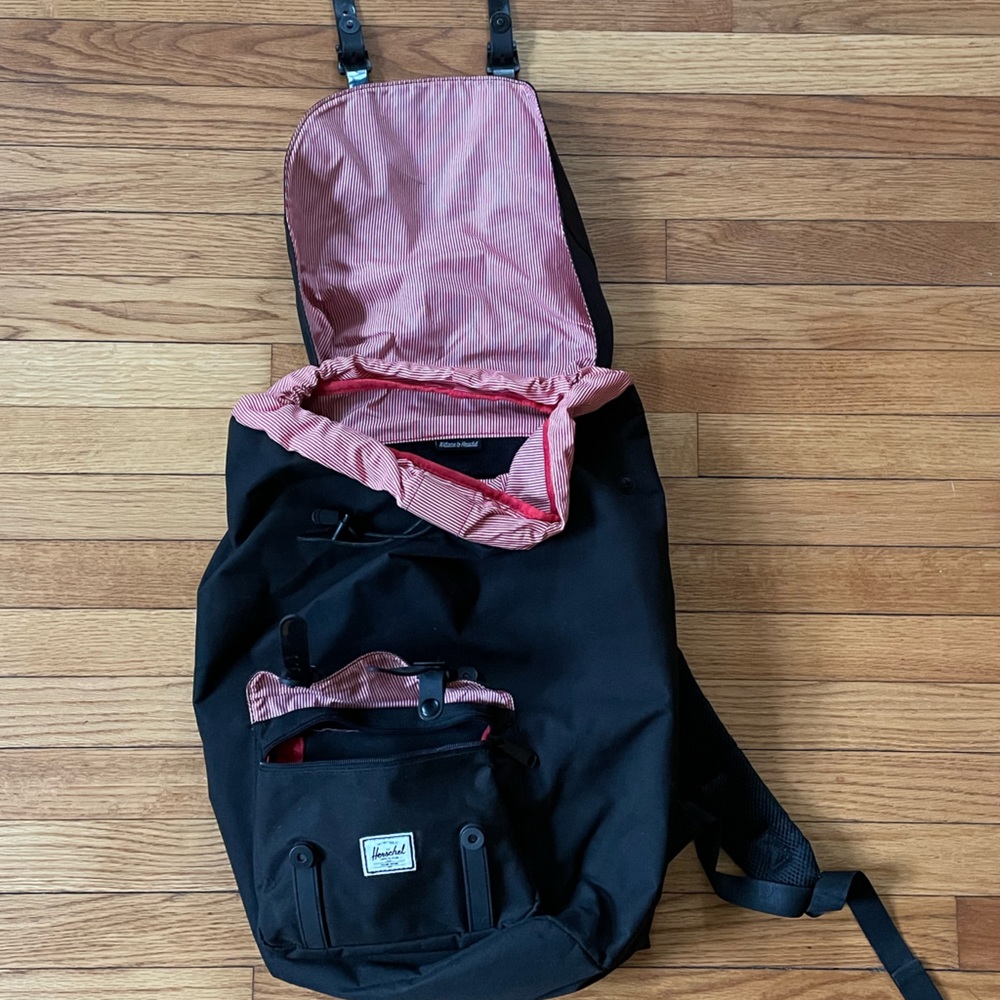 Herschel Laptop Backpack Black with Red and White Lining